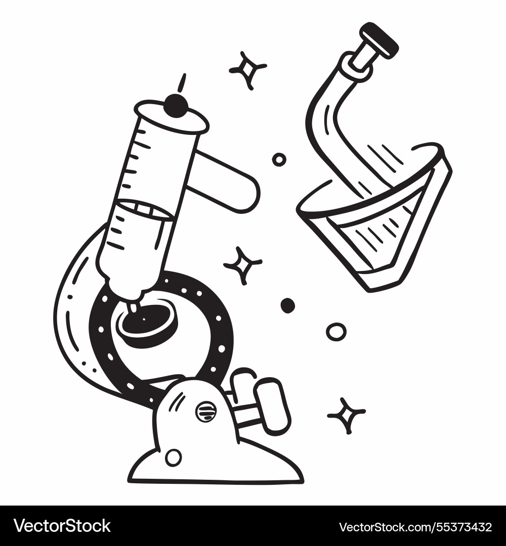 Dna strand and microscope with genetic testing vector image
