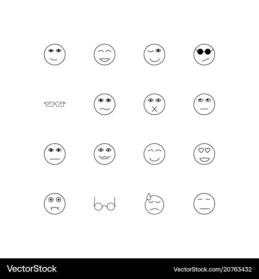 Emoticons linear thin icons set outlined simple Vector Image