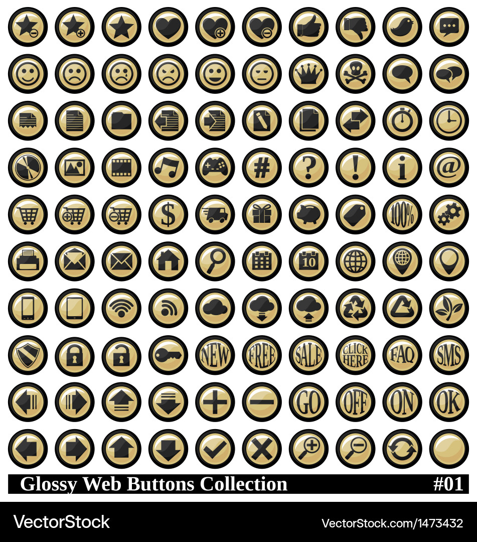 Glossy web buttons collection vector image
