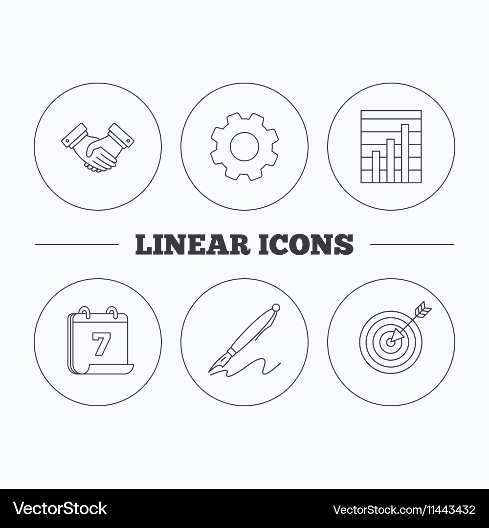 Handshake graph charts and target icons vector image