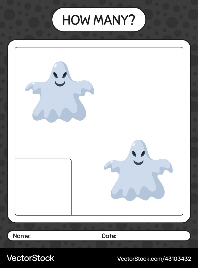 How many counting game with ghost worksheet Vector Image