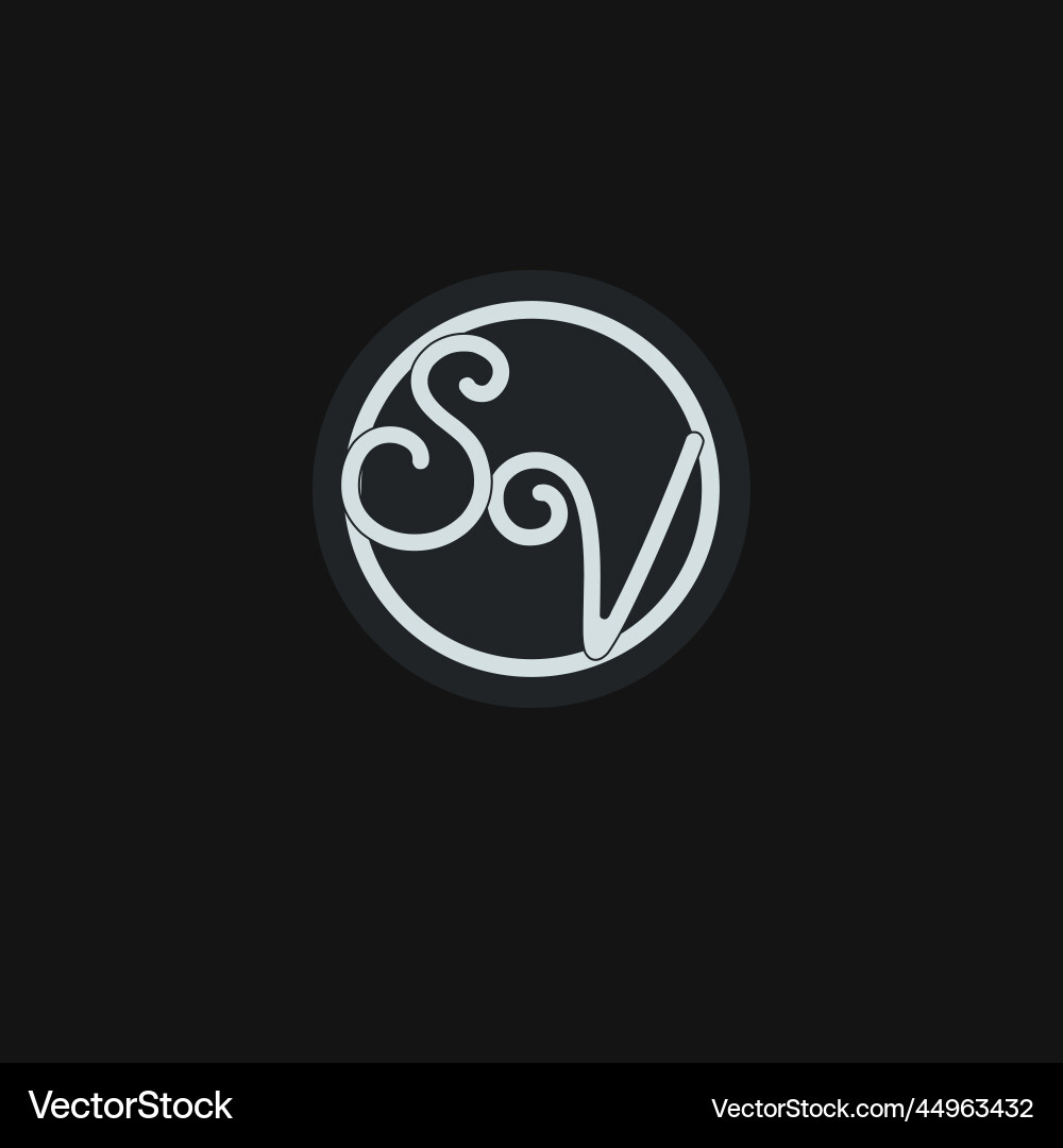 Initials sv logo monogram with simple circle line Vector Image