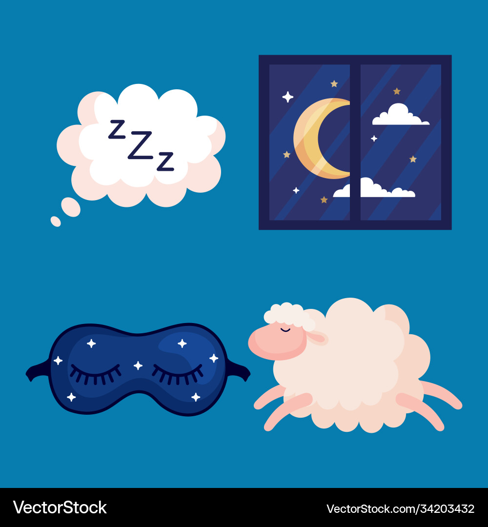 Insomnia bubble window mask and sheep Vector Image