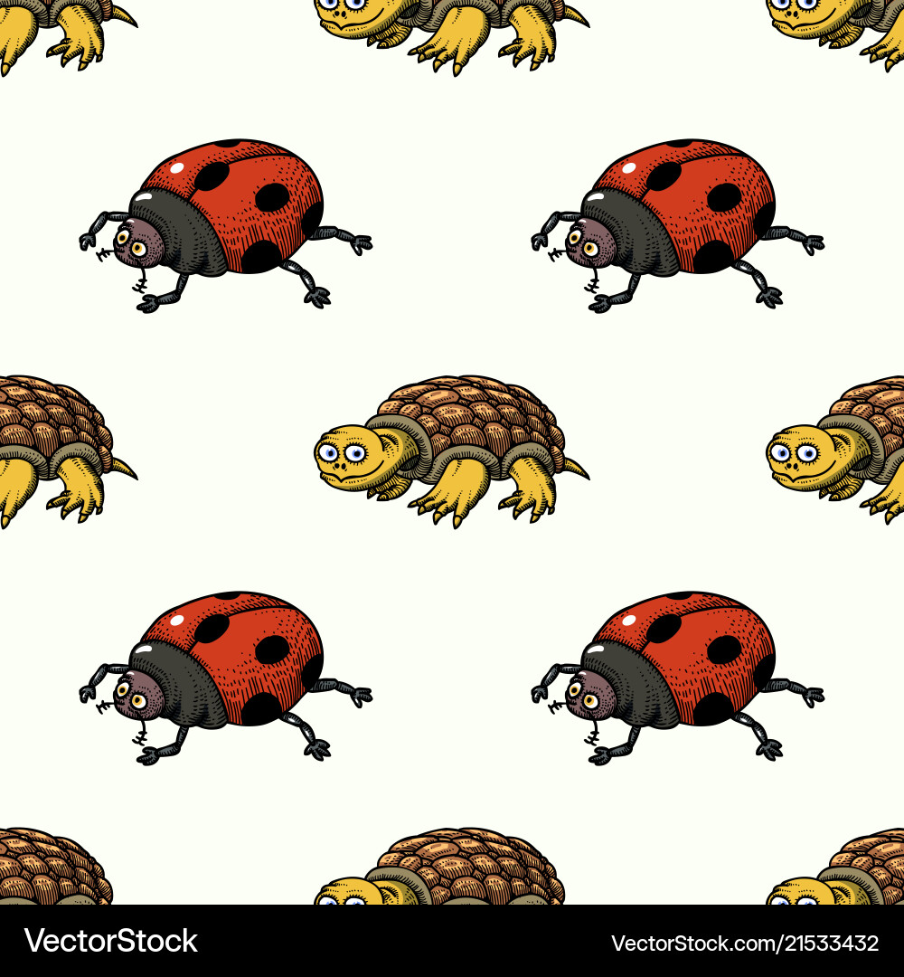 Ladybug and turtle seamless pattern Vector Image