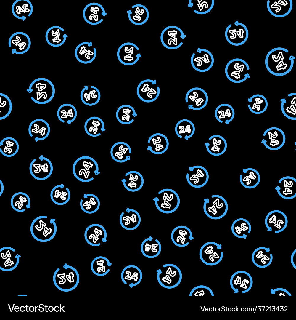 Line clock 24 hours icon isolated seamless pattern Line clock 24 hours icon isolated seamless pattern vector image