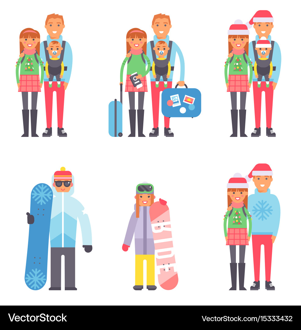 Reisen Winter Urlaub Zeit Menschen Paare vektorbild