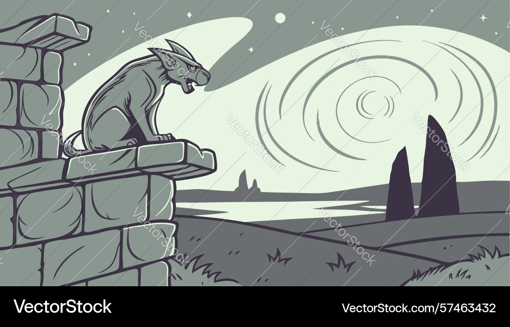 Robust chain draped around ancient column Vector Image