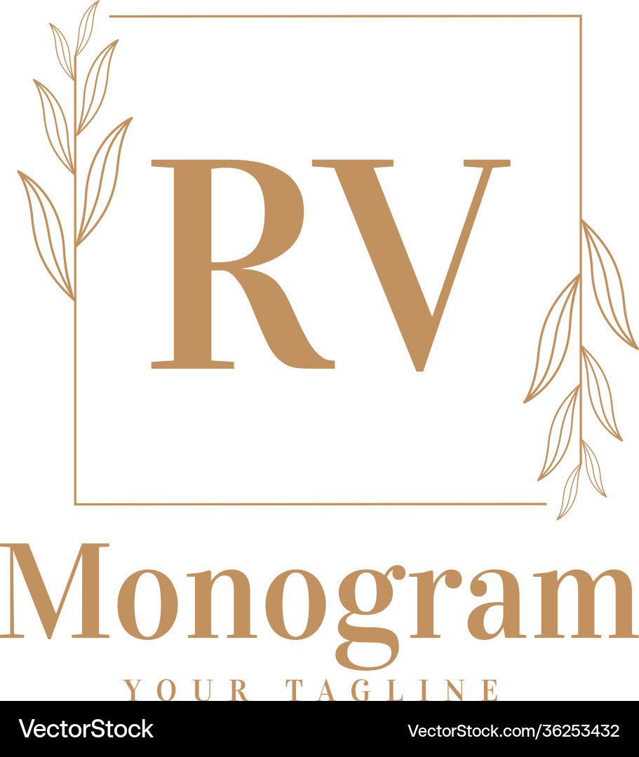 Rv initial a logo design with feminine style Vector Image