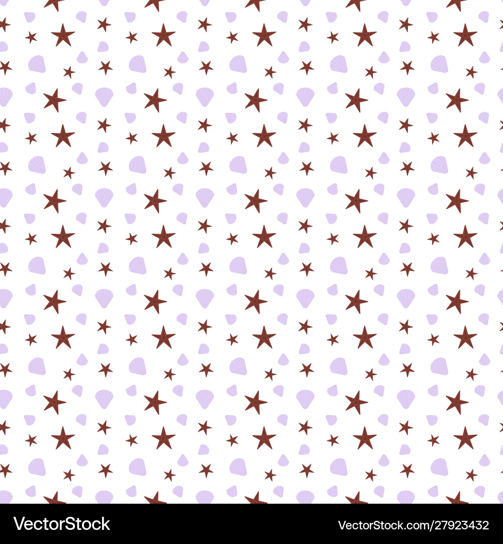 Seamless pattern with shells and stars Vector Image