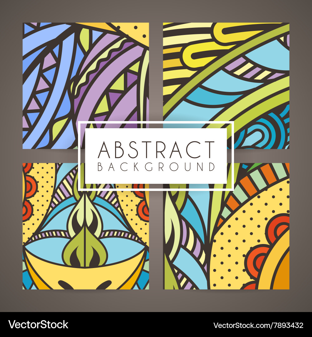 Set of four colorful intricate patterns vector image