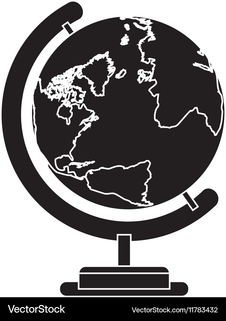 Silhouette sphere world map with base Vector Image