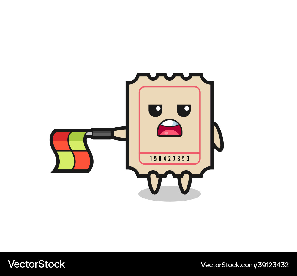 Ticket character as line judge hold the flag Ticket character as line judge hold the flag vector image