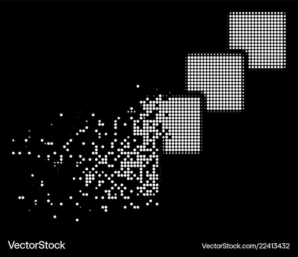 White dust pixel halftone bitcoin blockchain icon White dust pixel halftone bitcoin blockchain icon vector image