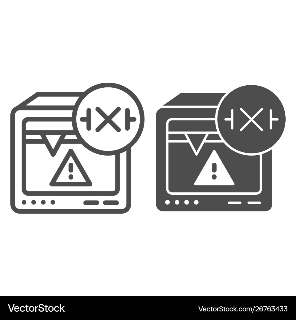 3d printer warning line and glyph icon error 3d printer warning line and glyph icon error vector image