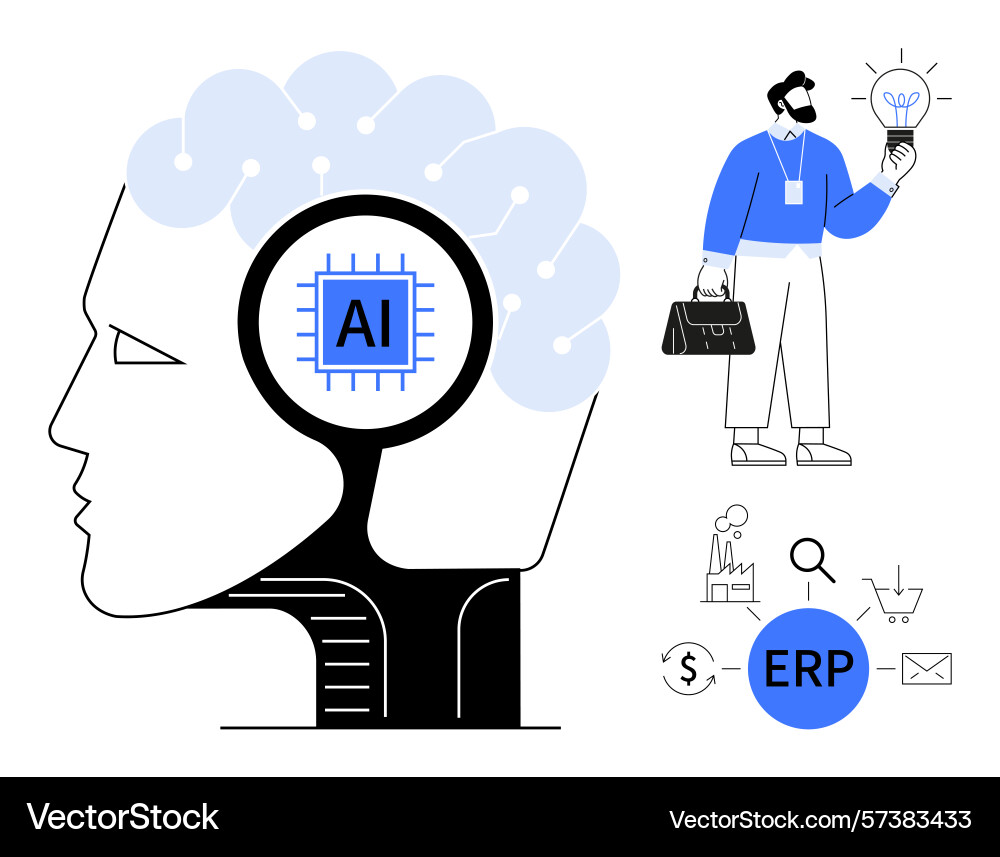 Artificial intelligence integration with erp vector image