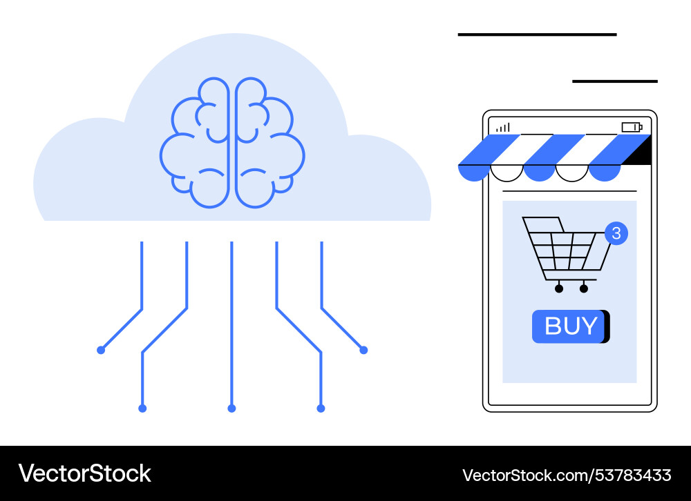 Brain cloud computing connected to mobile e Brain cloud computing connected to mobile e vector image