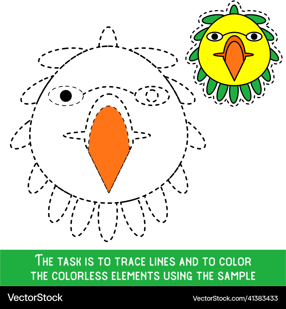 Color bird face restore dashed lines Vector Image