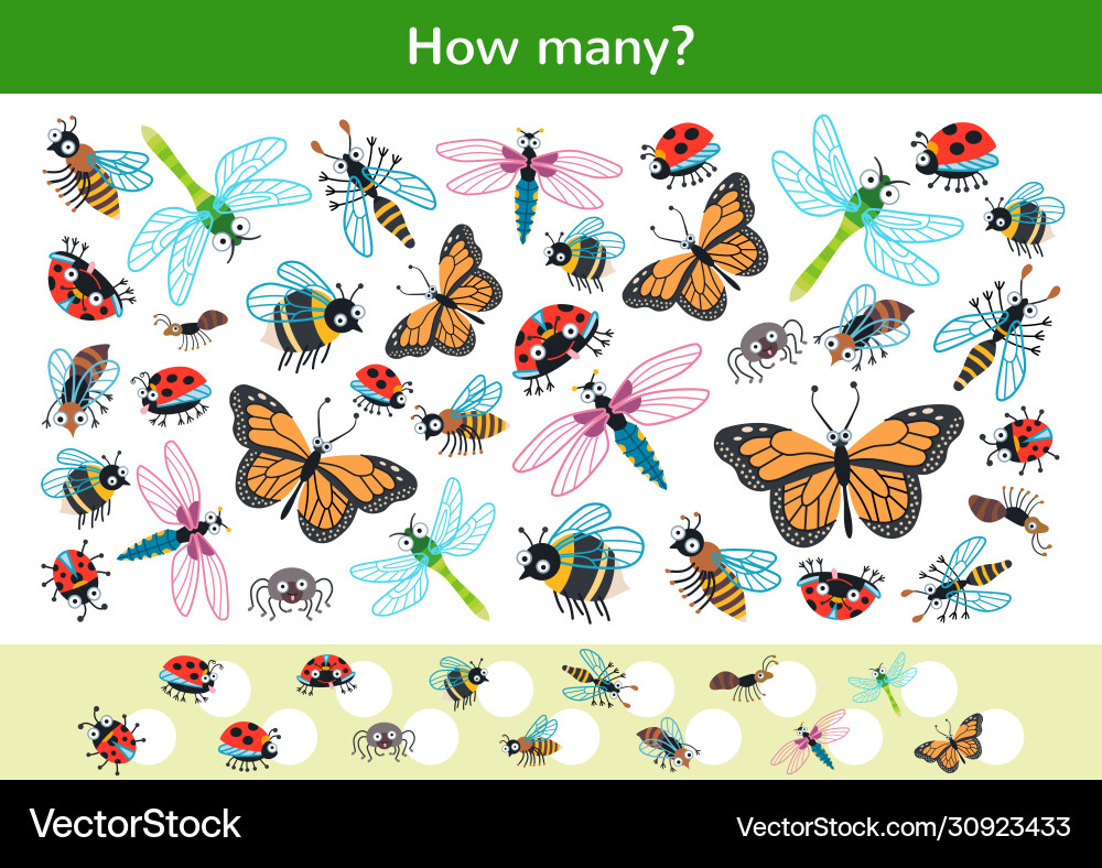 Counting children game a cartoon beetles Counting children game a cartoon beetles vector image