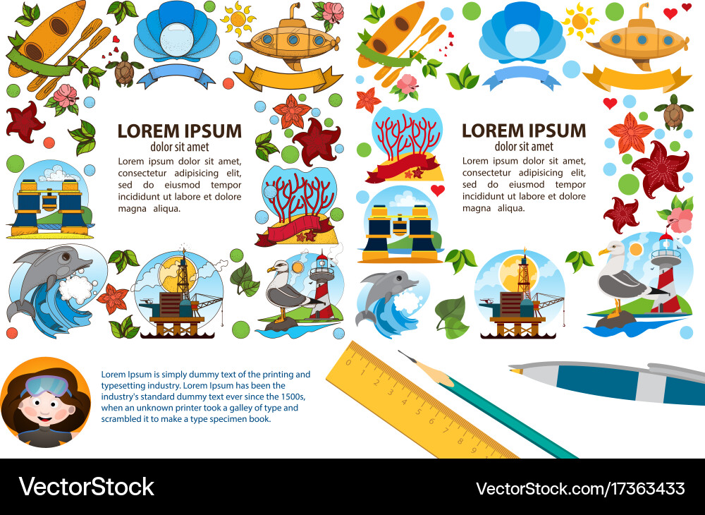Creative square frame with space for text marine Vector Image