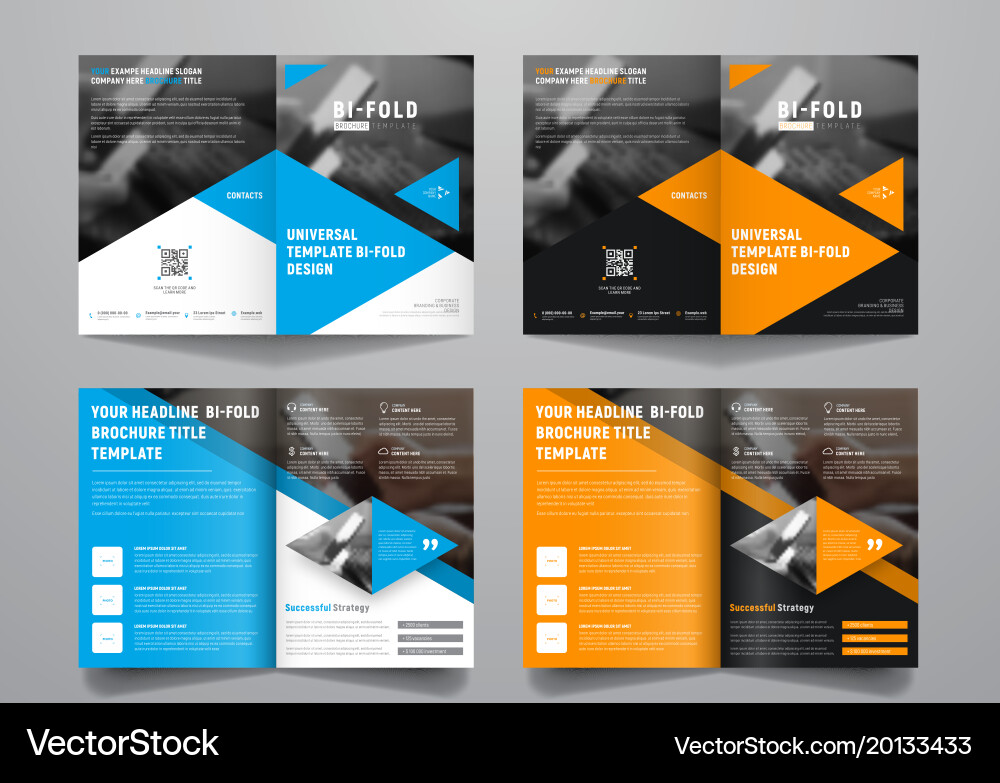 Design a bi-fold brochure with triangular colored Vector Image