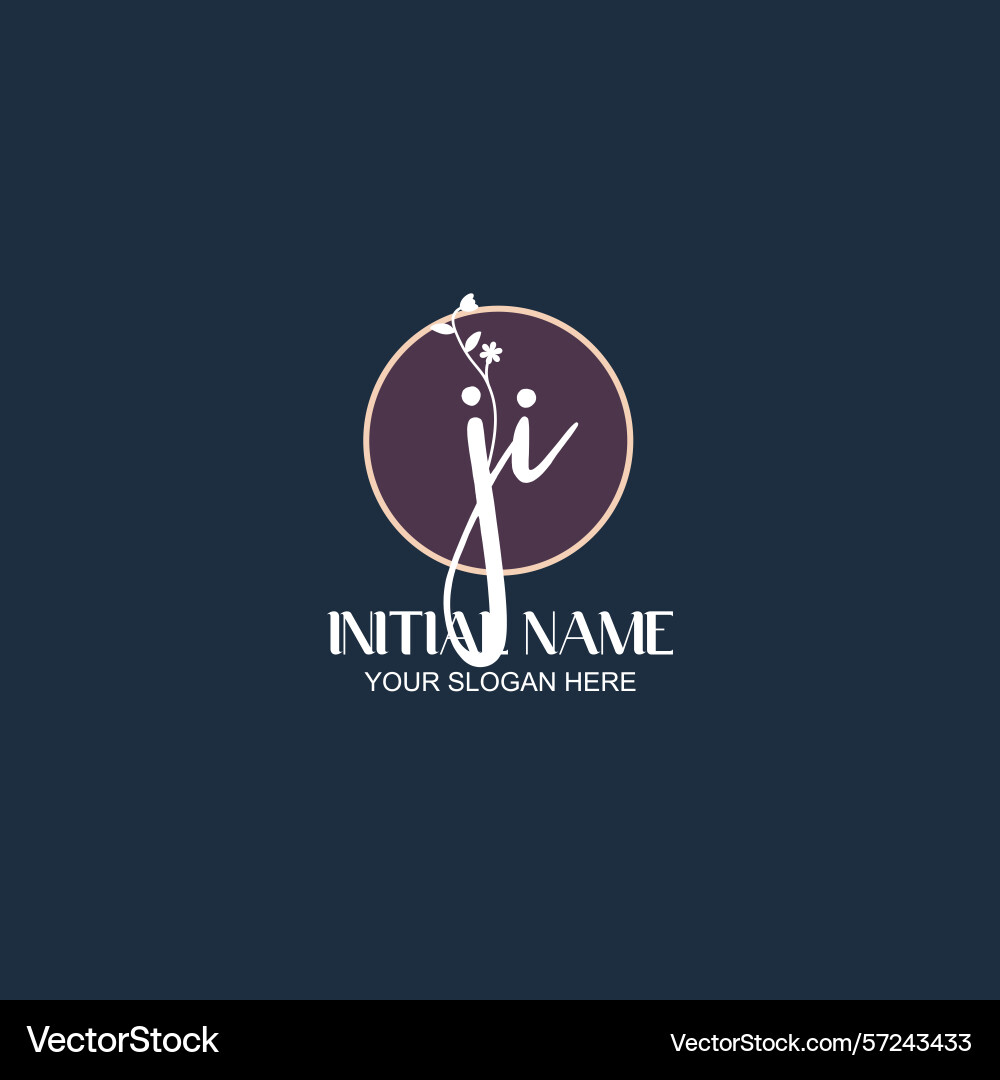 Elegant ji initial logo design with botanical Elegant ji initial logo design with botanical vector image