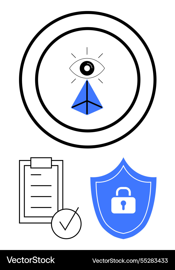 Eye within target paper checklist with tick Vector Image