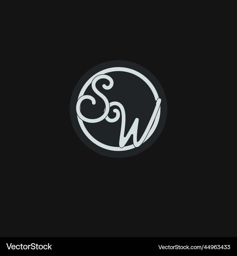 Initials sw logo monogram with simple circle line vector image
