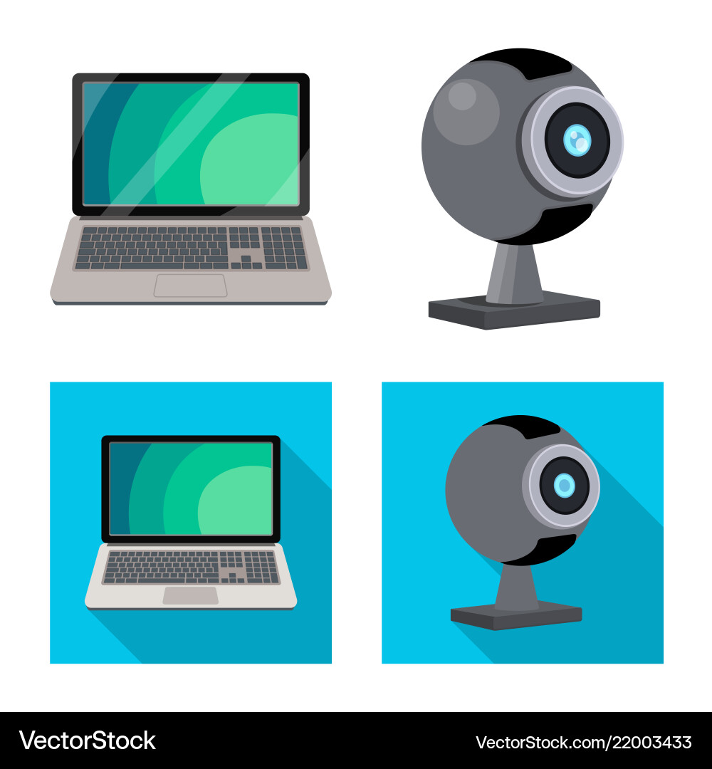 Isolated object of laptop and device symbol set vector image