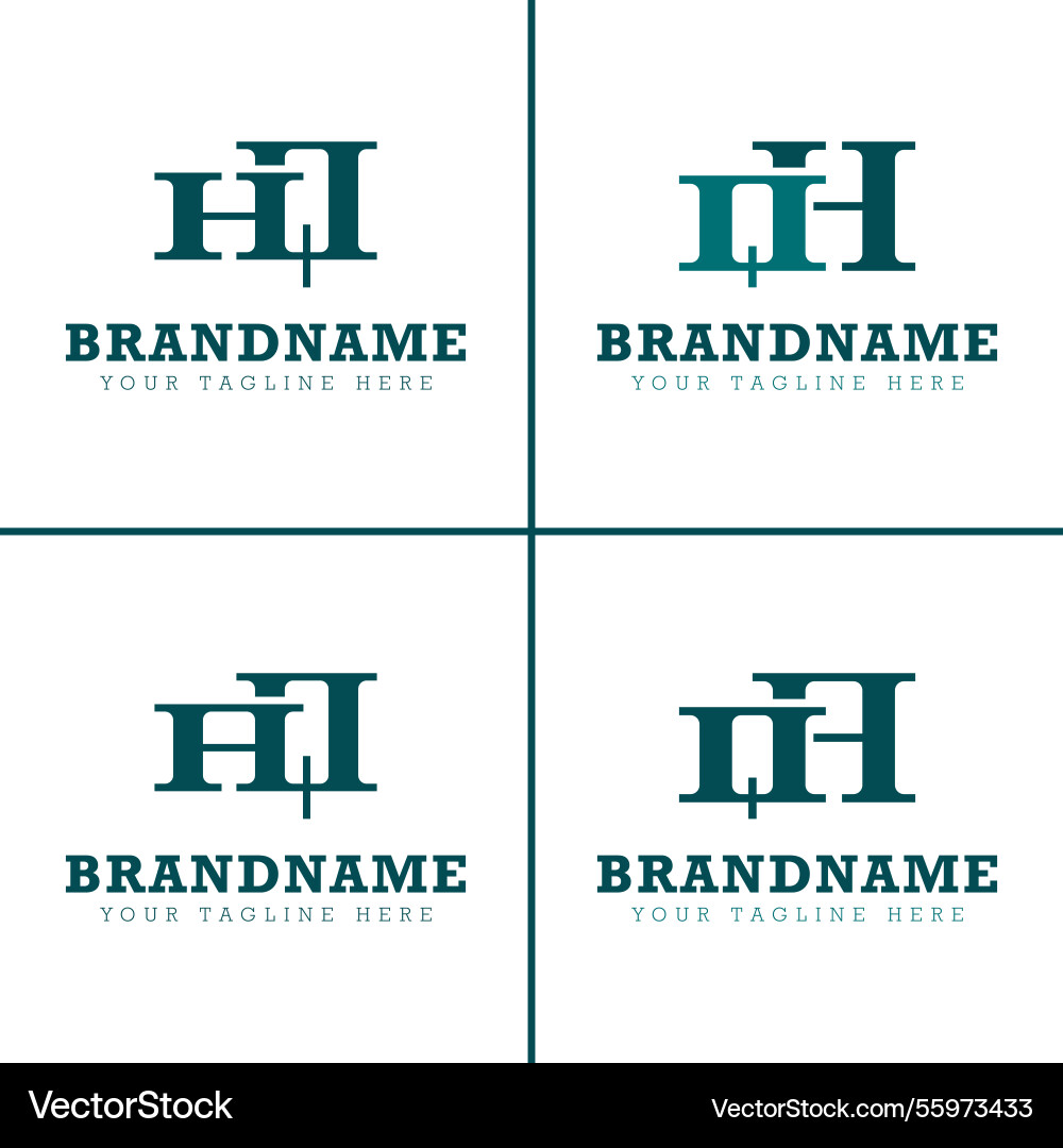 Letters hq qh aq qa monogram logo set Letters hq qh aq qa monogram logo set vector image