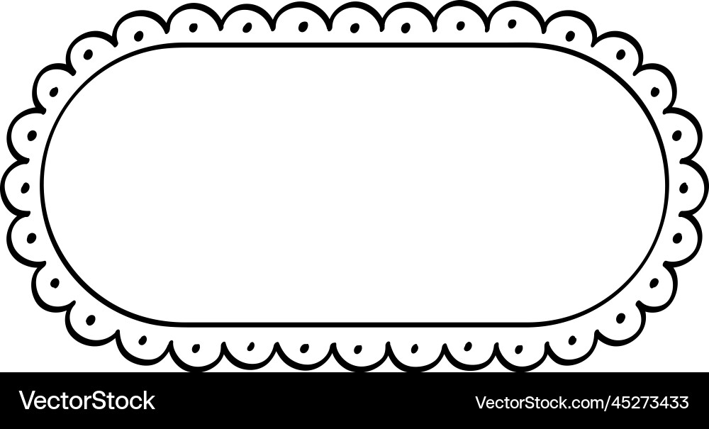 Long rounded scallop frame doodle line art clipart Long rounded scallop frame doodle line art clipart vector image