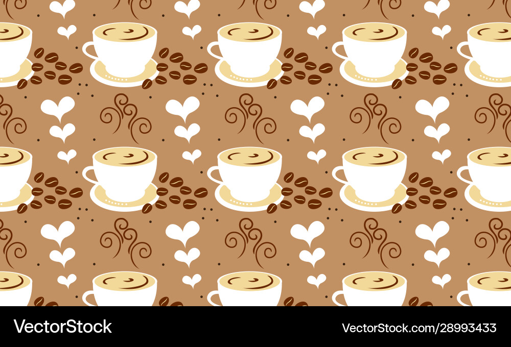 Seamless element pattern coffee icons background Vector Image