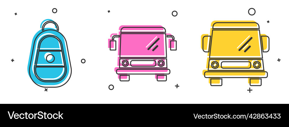 Set car key with remote bus and icon Set car key with remote bus and icon Vector Image
