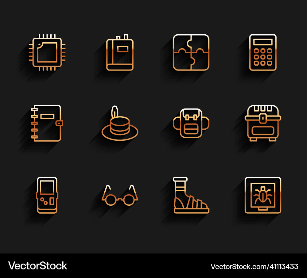 Set line tetris eyeglasses processor with cpu vector image