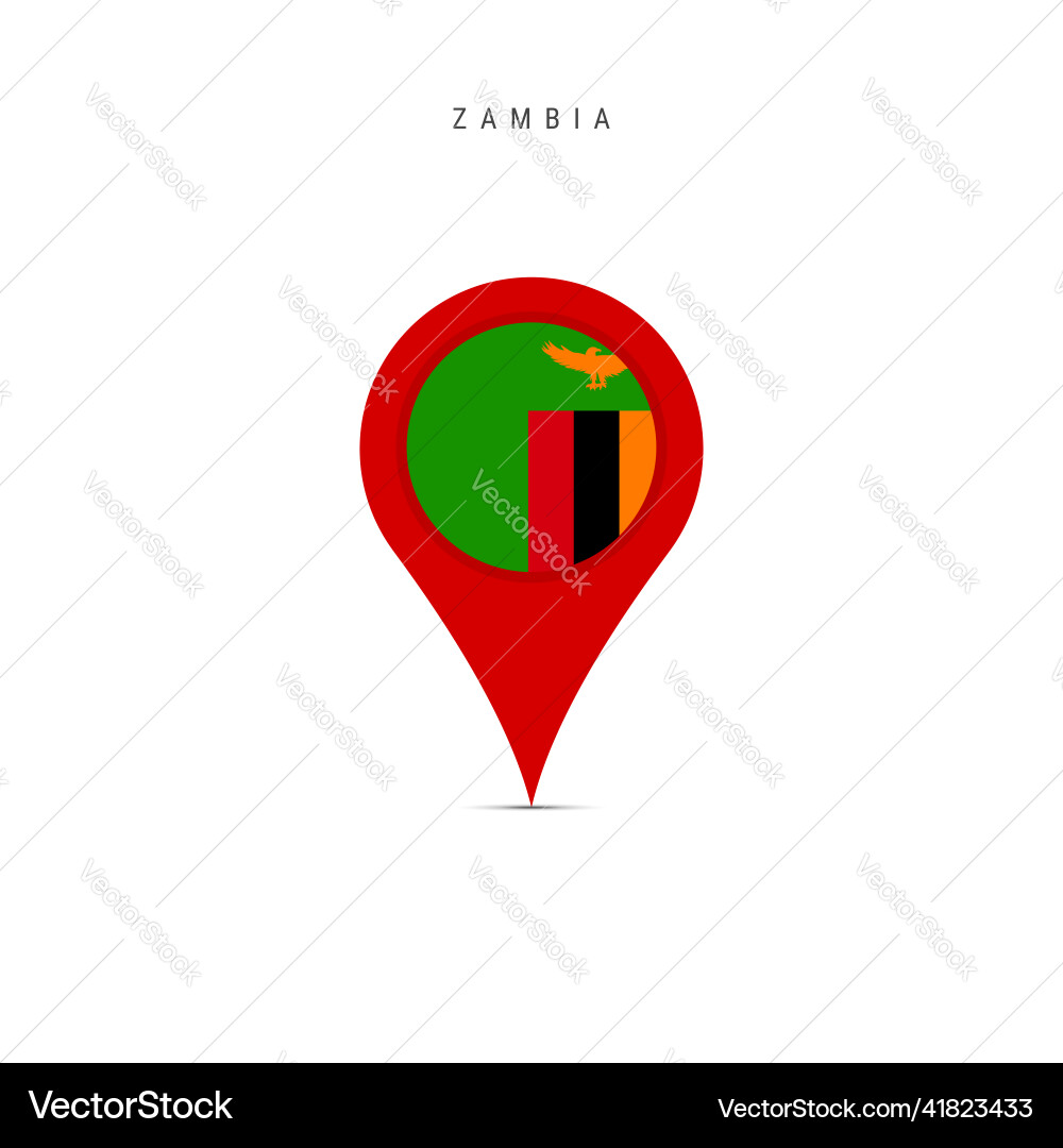 Teardrop map marker with flag of zambia flat Teardrop map marker with flag of zambia flat vector image