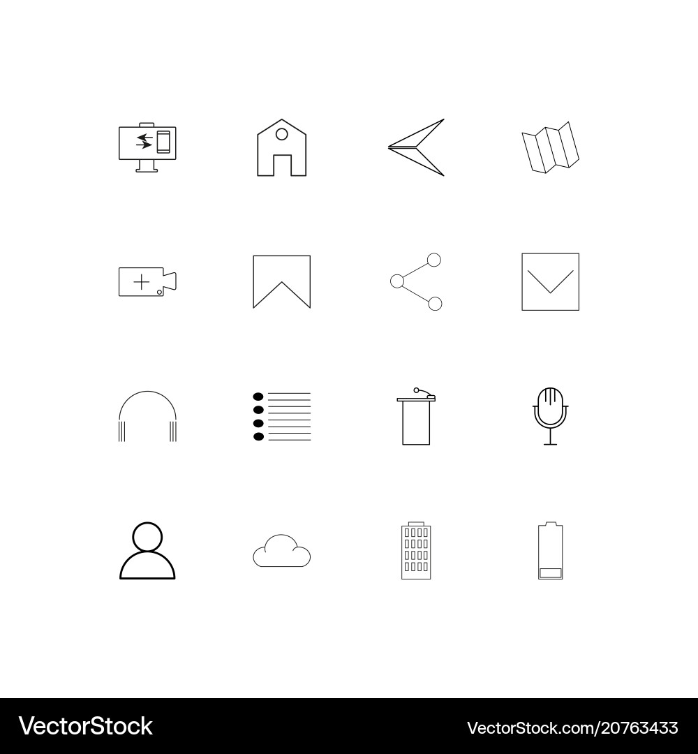 Web applications linear thin icons set outlined vector image