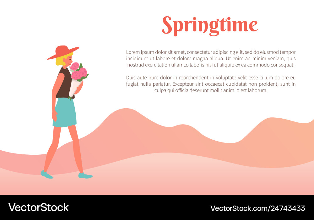 Woman walking with flavor girl and bouquet Woman walking with flavor girl and bouquet vector image