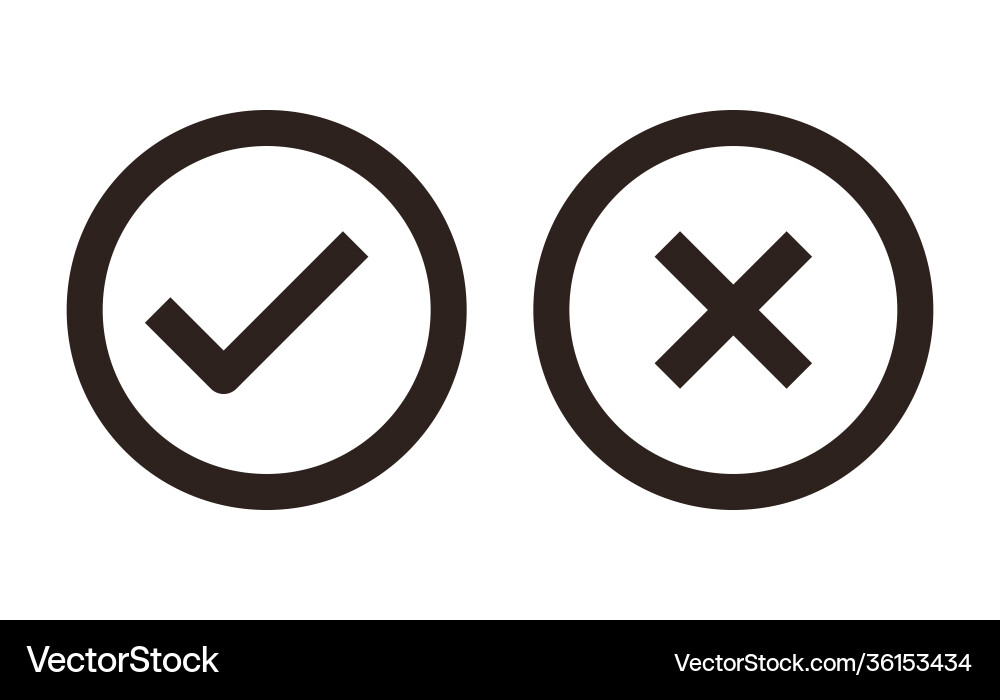 Check and cancel button yes no symbol Check and cancel button yes no symbol vector image