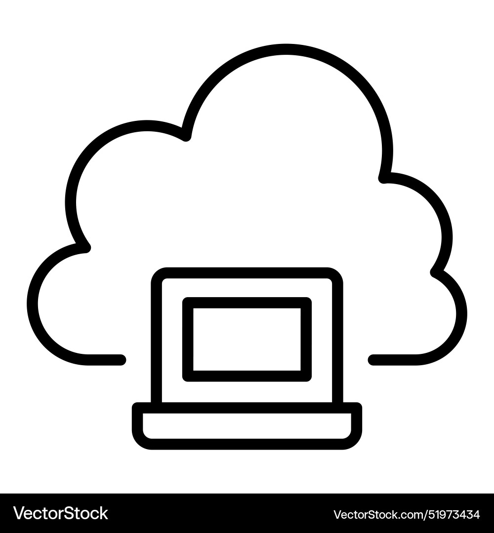Cloud computing icon in thin line style graphic vector image
