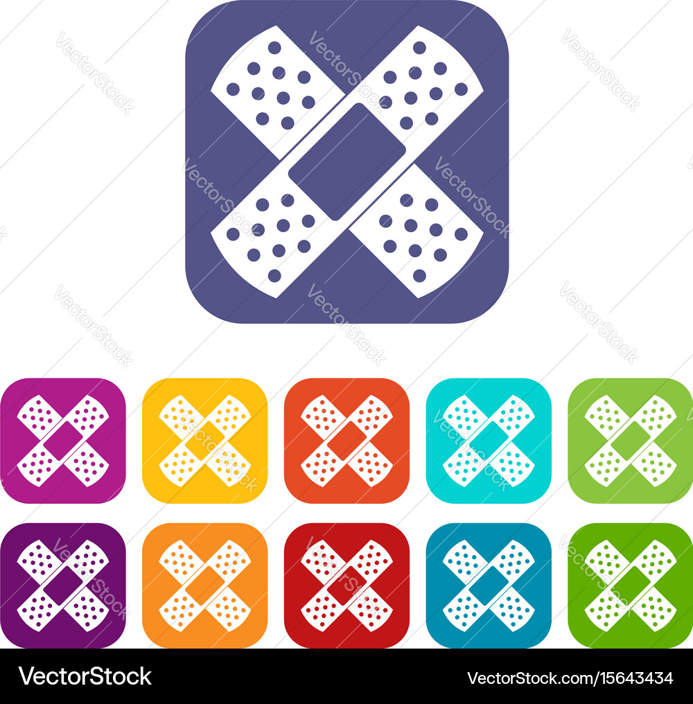 Patch icons set flat Vector Image
