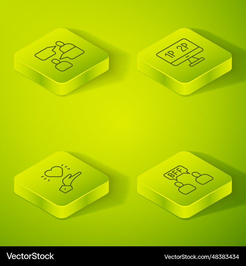 Set isometric line computer monitor screen Set isometric line computer monitor screen vector image