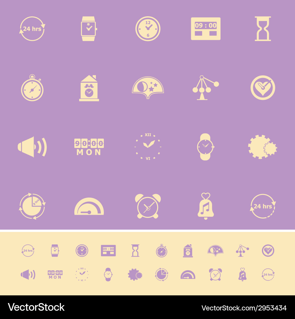 Time related color icons on violet background Vector Image