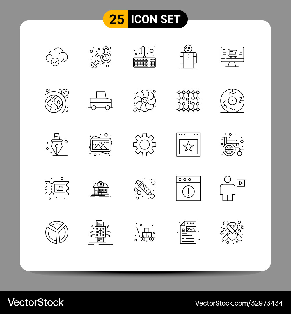 User interface pack 25 basic lines vector image
