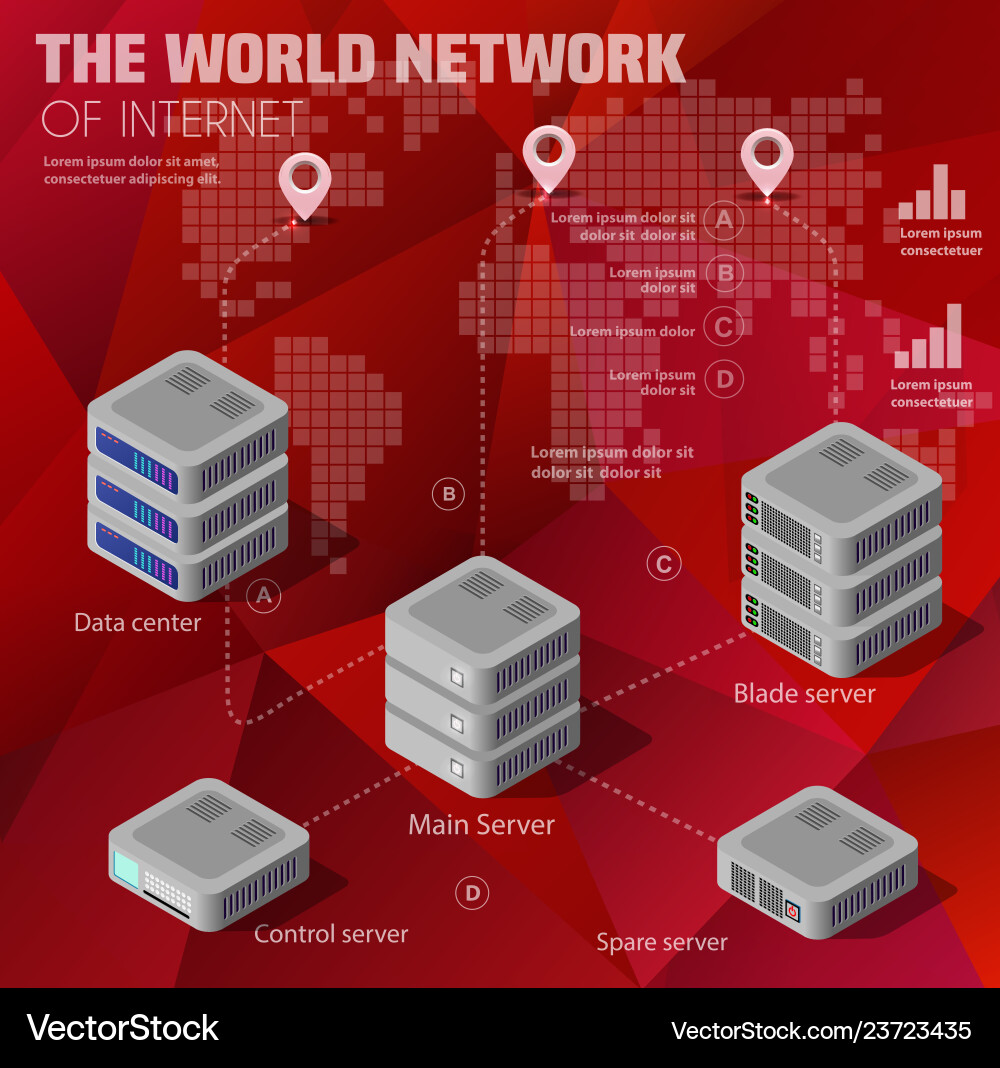 3D Computer Server Network vector image