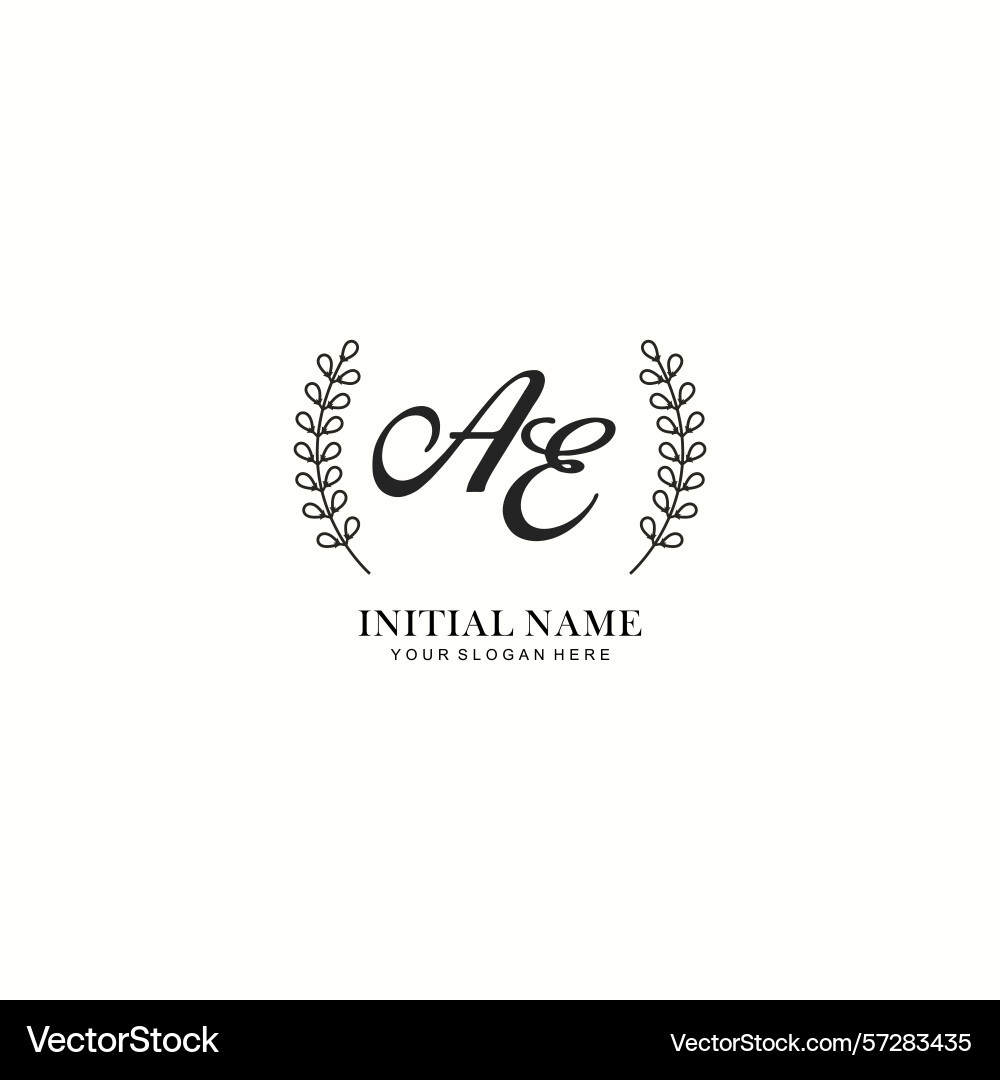 Ae initial logo templates with botanical elements Ae initial logo templates with botanical elements vector image