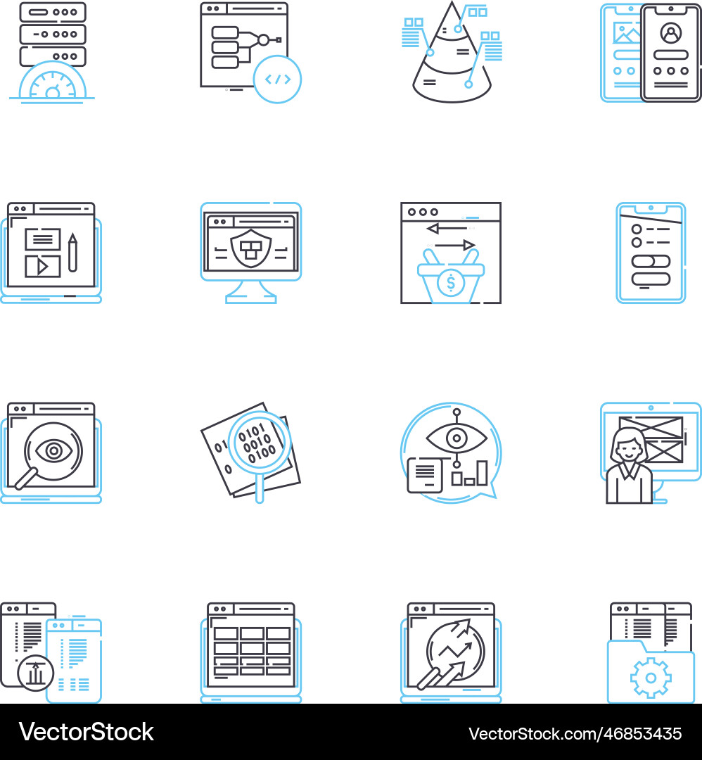 Artificial analytics linear icons set prediction Artificial analytics linear icons set prediction vector image