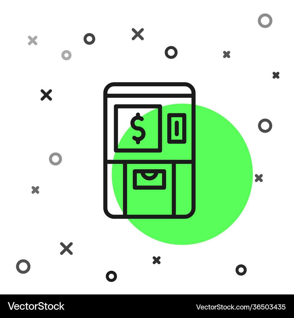 Black line atm - automated teller machine Black line atm - automated teller machine vector image