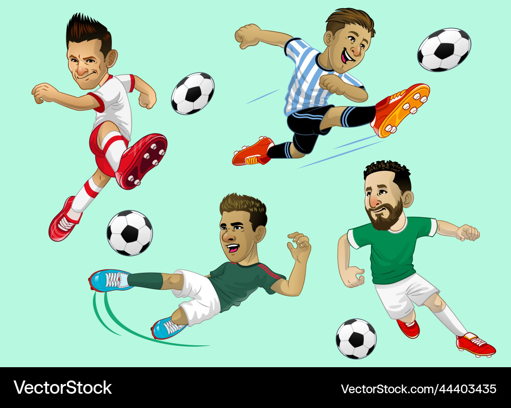 Cartoon Soccer Players Vector Image