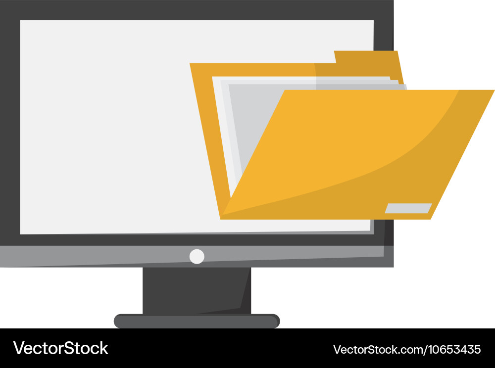 Computer monitor and file folder icon vector image