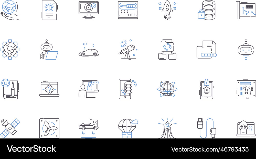 Computer security line icons collection firewall Computer security line icons collection firewall vector image