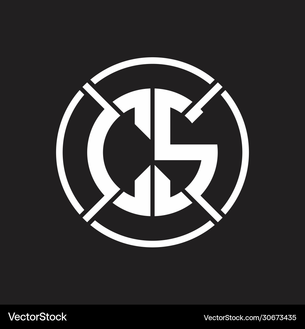 Cs logo monogram with four part circle slash vector image